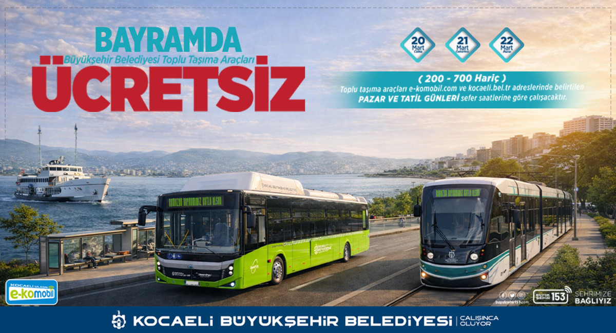Kocaeli'de bayramda toplu taşıma ücretsiz