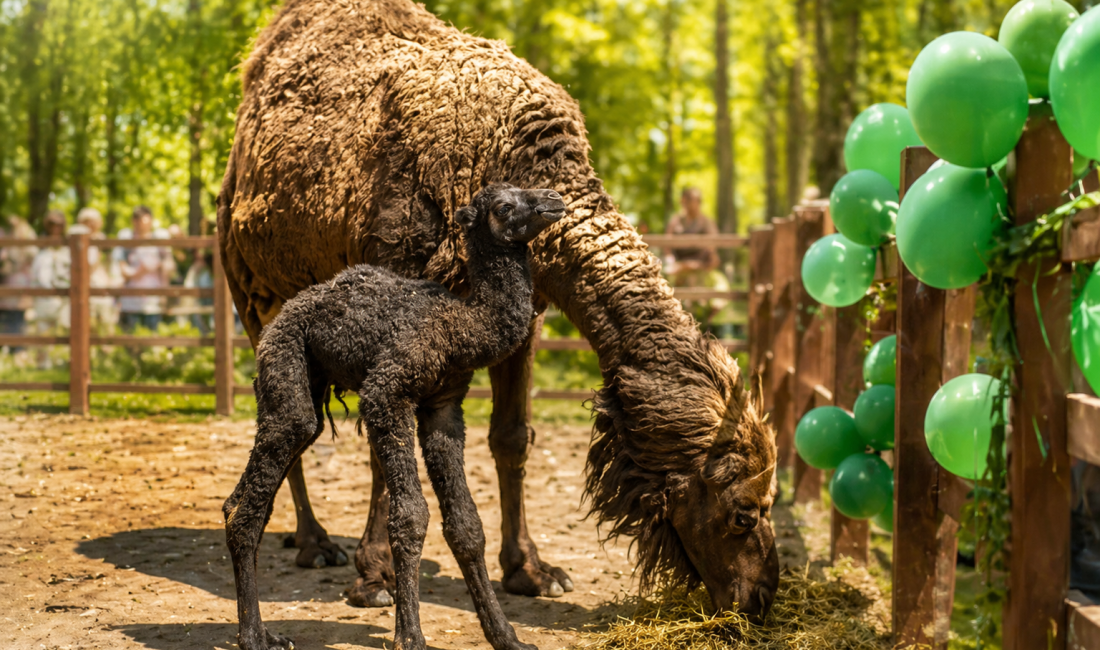 Kocaeli Ormanya’daki deve ailesine yeni bir yavru katıldı. Sağlıklı doğan