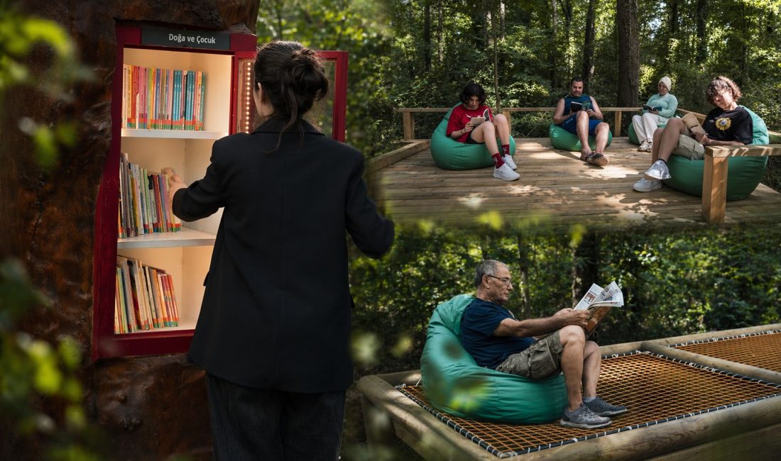 Kocaeli’de Ormanya içinde yer alan Orman Kütüphanesi, doğayla iç içe