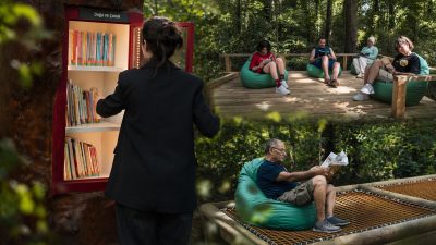 Kocaeli’de Ormanya içinde yer alan Orman Kütüphanesi, doğayla iç içe
