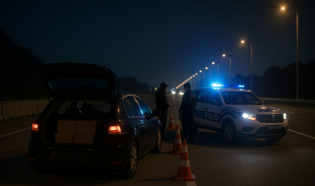 İzmit’te Kuzey Marmara Otoyolu’nda (KMO) durdurulan araçta 5 bin paket