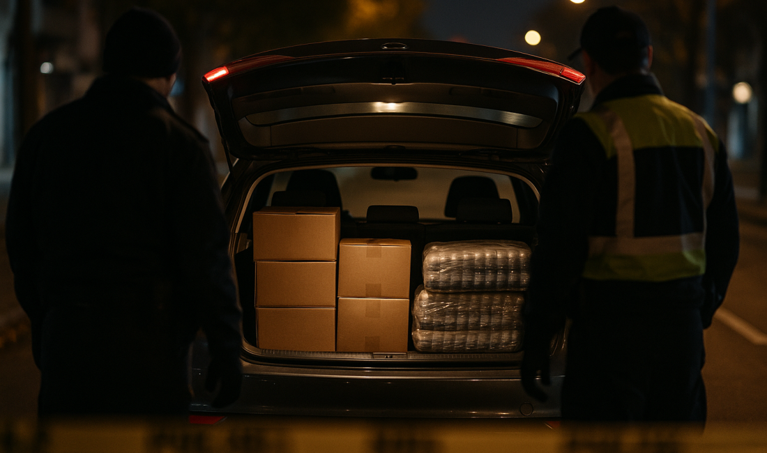 Kocaeli’de 039 plakalı araçta yapılan kontrolde 5 bin paket kaçak