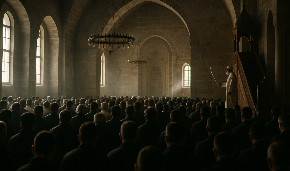 Kocaeli’de bayramın ilk gününde Orhan Camii’nde hutbe kılıçla okundu. Tarihi