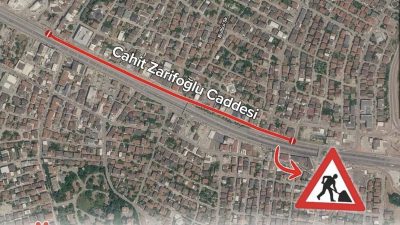 Kocaeli Büyükşehir Belediyesi, Körfez ilçesindeki Cahit Zarifoğlu Caddesi’nde altyapı çalışması