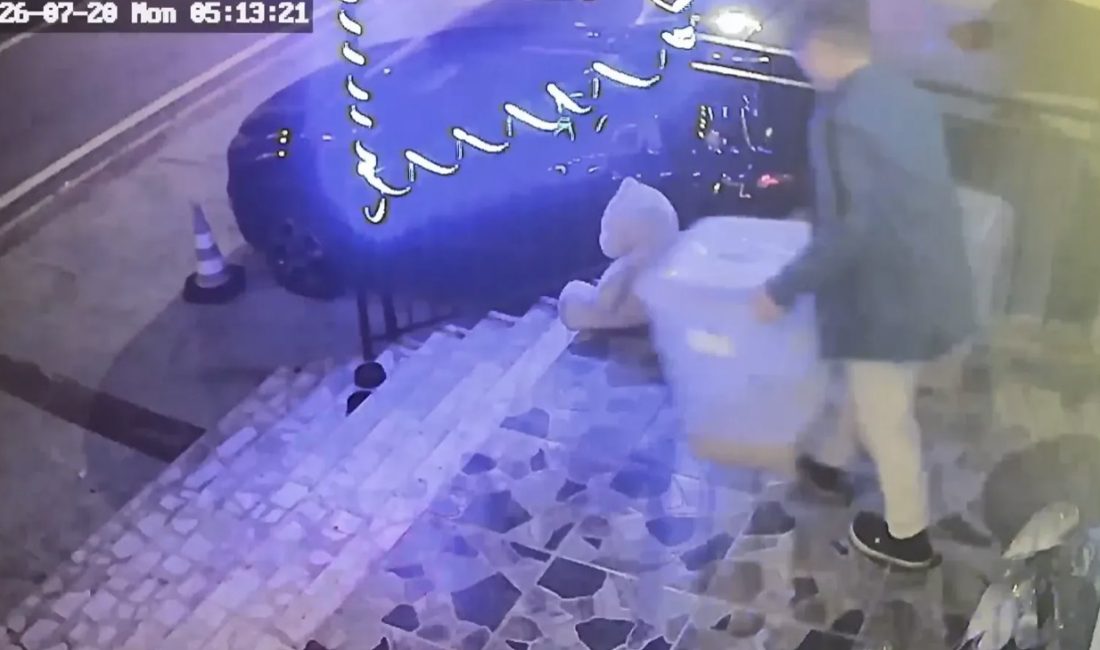 Kocaeli’nin Körfez ilçesinde bir petshopun önünde bulunan köpek maması kovası