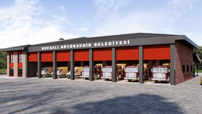 Kocaeli Büyükşehir Belediyesi'nin Gebze Millet Bahçesi'nde yapımını sürdürdüğü modern itfaiye
